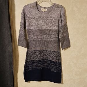 Pink Rose Soft Gray Knit Sweater Dress